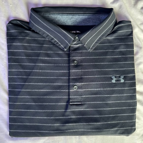 Like New Men's UA Playoff Polo Core Stripe Black XXXL 3X - Picture 1 of 3